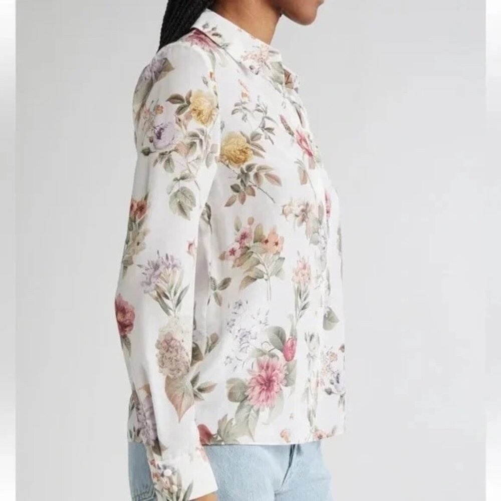 NWT Alice + Olivia Willa Floral 100% Silk Button-up Shirt Blouse Size M or L